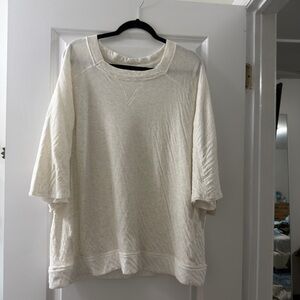 Free People Cream Short-Sleeve Slub Knit Top